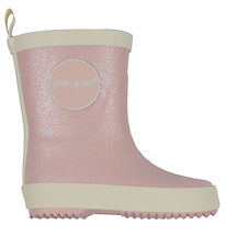 Pom Pom Rubber Boots - Rose Glitter