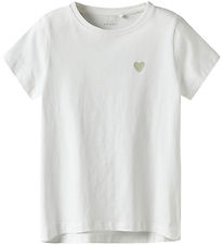 Name It T-shirt - Noos - NkfVioline - Bright White/Green Heart