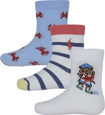Polo Ralph Lauren Socken - 3er-Pack - Weiß/Blau m. Print