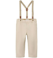 Name It Trousers w. Suspenders - NmmBen - Chino - Peyote