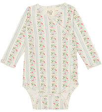 Flöss Wrap Bodysuit l/s - Abigail - Soft White/Bright Blue
