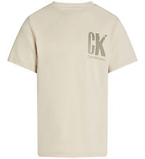 Calvin Klein T-shirt - Bröst Surf Grafik - Oyster Grey