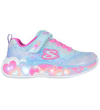Skechers Shoes w. Lights - Eternal Heart Lights - Light Blue/Mul