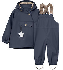 Mini A Ture Rainwear w. Suspenders - PU - MatWainis - Ombre Blue