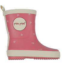 Pom Pom Rubber Boots - Heart AOP