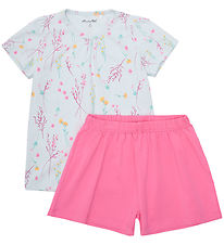 Minymo Shorts Set - T-shirt/Shorts - Wan Blue w. Flowers