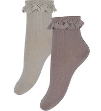 Wheat Socks - 2-Pack - Wool - Lace stocking - Nora - Dry Rose M