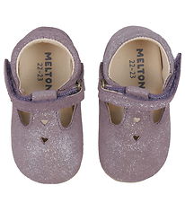 Melton Soft Sole Leather Shoes - Mary Jane - Purple Dove w. Glit