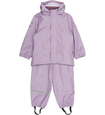 Mikk-Line Rainwear w. Suspenders - PU - Lavender Aura w. Gold Do