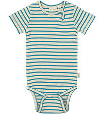 Petit Piao Bodysuit s/s - Rib - Modal - Turquise/Dark Off White