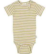 Petit Piao Bodysuit s/s - Rib - Modal - Khaki/Dark Off White