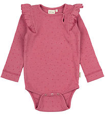 Petit Piao Bodysuit l/s - Rib - Modal - Frill - Light Berry