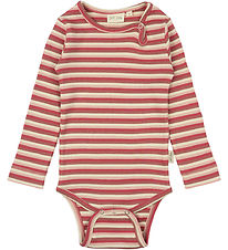 Petit Piao Bodysuit l/s - Rib - Modal - Light Berry/Multi Stripe