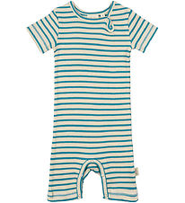 Petit Piao Summer Romper - Rib - Modal - Turquise/Dark Off White
