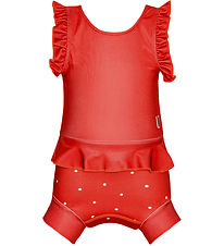 Vanilla Copenhagen Swimsuit w. Swim Diaper - Neo - Berry Dots
