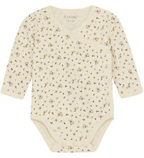 Fixoni Wrap Bodysuit l/s - Shadow Gray w. Flowers