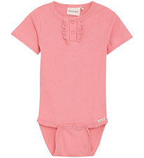 Minymo Bodysuit s/s - Rib - Strawberry Pink