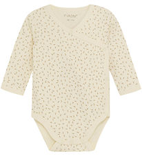 Fixoni Wrap Bodysuit l/s - Sesame w. Leaves