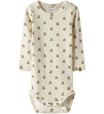 Lil' Atelier Bodysuit l/s - Rib - NbnGavo - Turtledove/Teddy Bea