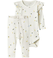 Name It Bodysuit l/e - NmfFilly - Cloud Dansari M. Sítrónur/Blóm