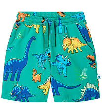 Småfolk Shorts - Teal m. Dinosaurier