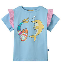 Småfolk T-shirt - Soft Sky m. Sjöjungfru Och Delfin