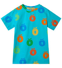 Småfolk T-shirt - Blue Atoll m. Äpplen