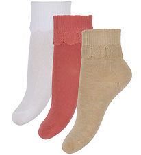 Konges Sløjd Socken - 3er-Pack - Frill - Sand/Optik White/Himbee