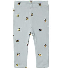 Name It Leggings - Rib - NbmFunkab - Pearl Blue w. Bees