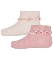 Konges Sløjd Socken - 2er-Pack - Rib - Rose/Off White