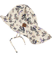 Mikk-Line Sun Hat - Long Neck - UV50+ - White Swan w. Flowers