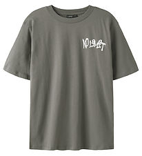 LMTD T-shirt - NlmLucky - Granite Grey/White Print