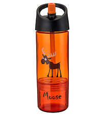 Carl Oscar Trinkflasche m. Strohhalme - 2-I-1 - Orange m. Elch
