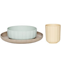 OYOY Dinner Set - Bioplastic - 3 Parts - Pullo - Pale Mint/Vanil