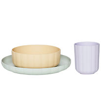 OYOY Dinner Set - Bioplastic - 3 Parts - Pullo - Pale Mint/Vanil