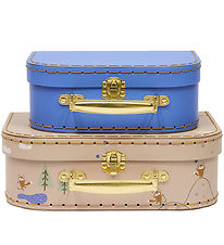 OYOY Cardboard Suitcase - 2-Pack - Fox - Beige/Blue