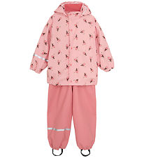 CeLaVi Rainwear w. Suspenders - PU - Peach Blossom w. Ice Cream