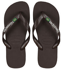 Havaianas Flip Flops - Brasil Logo - Dark Brown/White