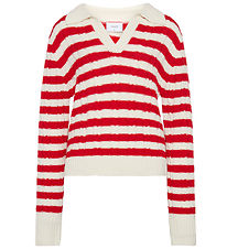 Grunt Polo blouse - Knitted - Fany - Off White/Red