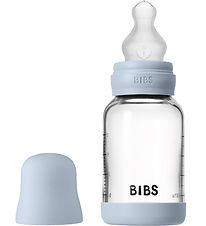 BIBS Feeding Bottle - 120 mL - Glass/Silicone - Baby Blue