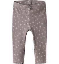 Name It Leggings - Rib - NdfHoise - Purple Dove m. Blumen