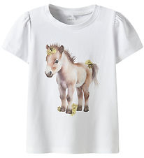 Name It T-shirt - NmfHani - Bright White w. Horse