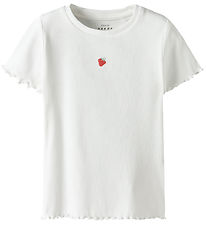 Name It T-Shirt - Rib - NmfVivemma - Bright White/Strawberry