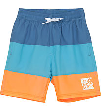 Color Kids Badeshorts - Farbblock - River Blue