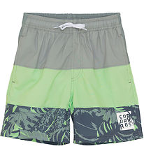 Color Kids Badeshorts - Farbblock - Green Ash