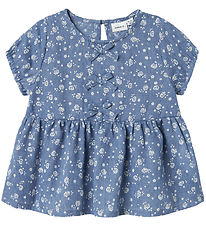 Name It T-Shirt - NmfHagy - Gebleichter Denim m. Blumen