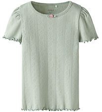 Name It T-Shirt - NmfJsilke - Aqua Grau m. Lochmuster