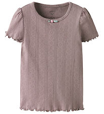 Name It T-Shirt - NmfJsilke - Purple Dove m. Lochmuster