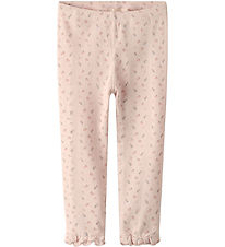 Lil' Atelier leggings - Rib - NbfGago - Peach Blush M. Blóm