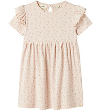 Lil' Atelier Klänning - Rib - NmfGago - Peach Blush m. Blommor